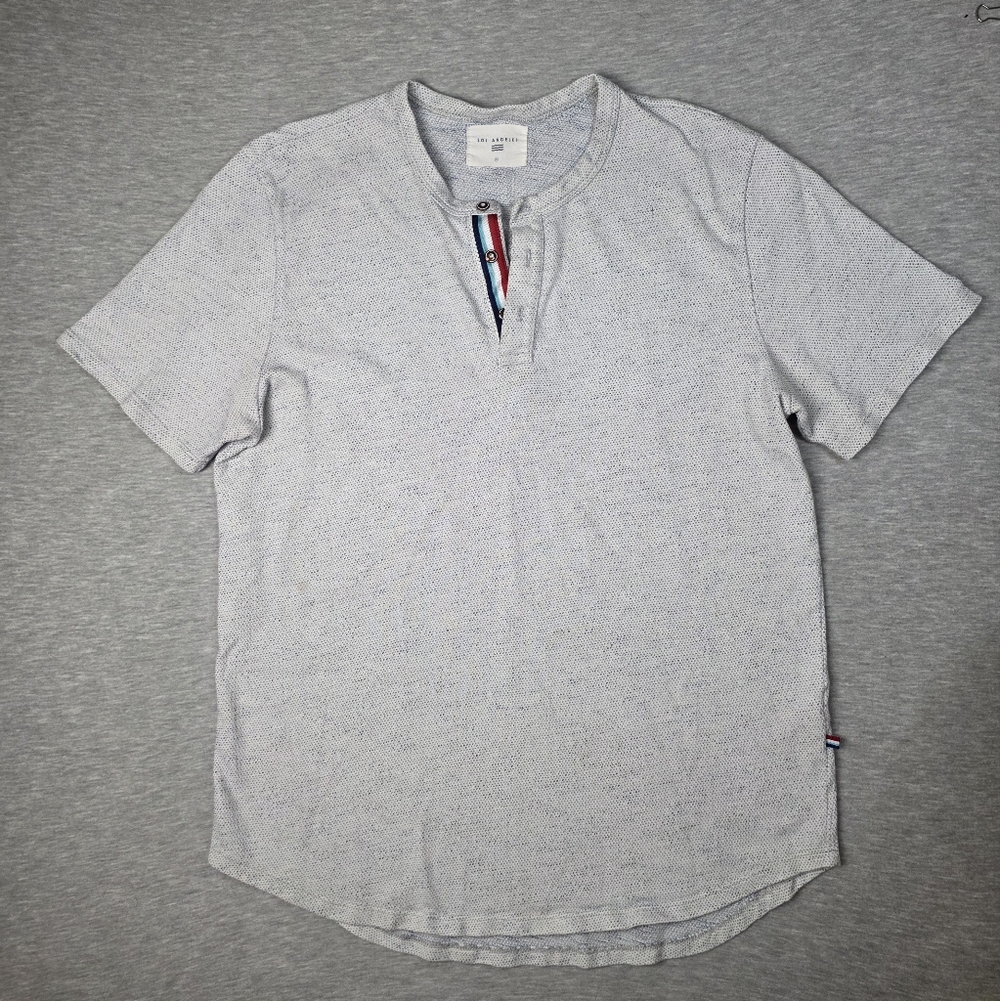 Sol Angeles Light Gray Short Sleeve Notch Henley Size XL